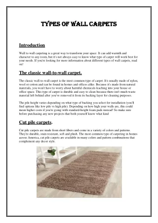 Types of wall to wall carpets