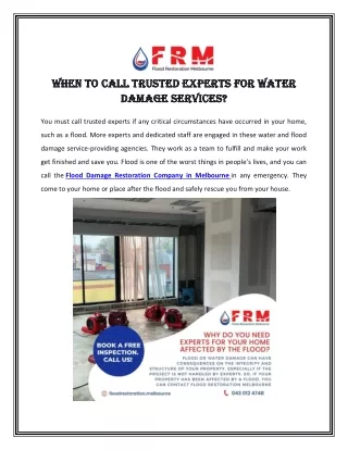 When To Call Trusted Experts For Water Damage Services?