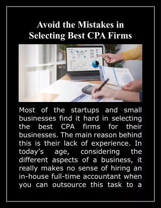 Avoid the Mistakes in Selecting Best CPA Firms