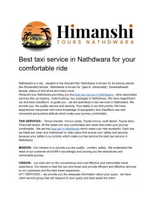 best taxi service in nathdwara for your