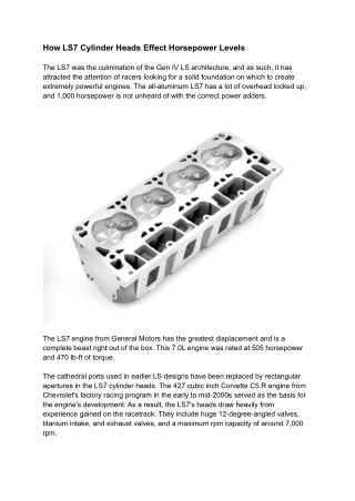 How LS7 Cylinder Heads Effect Horsepower Levels