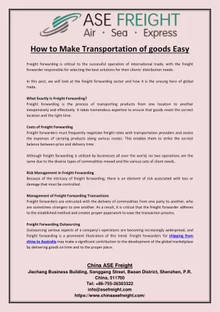 how to make transportation of goods easy