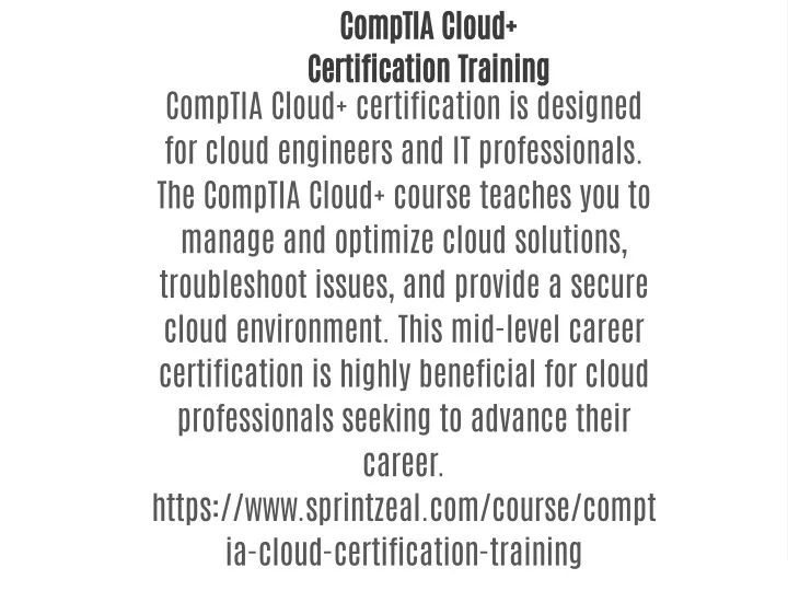 PPT - CompTIA Cloud Certification Training PowerPoint Presentation ...