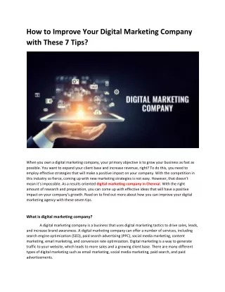 how to improve your digital marketing company