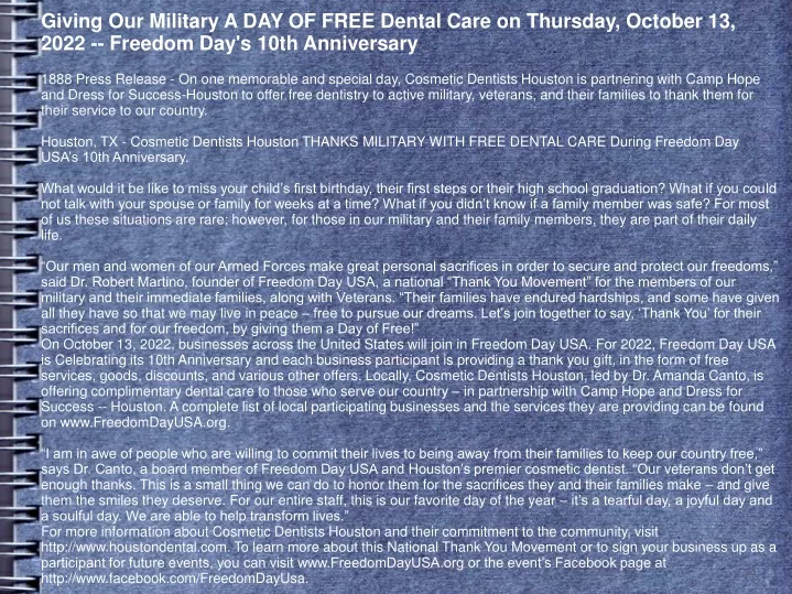 giving our military a day of free dental care
