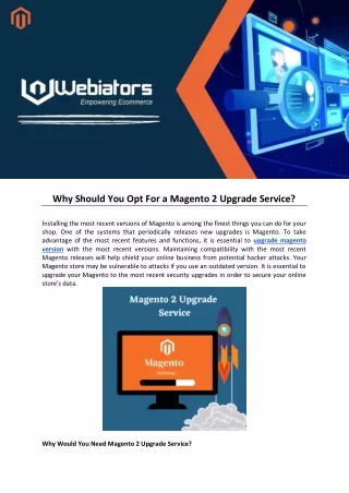 why should you opt for a magento 2 upgrade