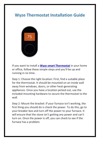 Wyze Thermostat Installation Guide