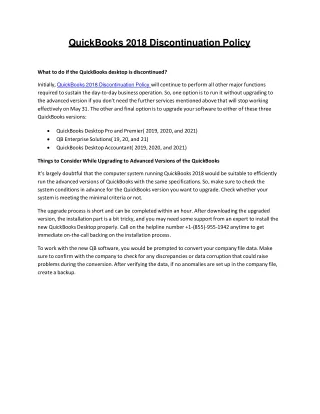quickbooks 2018 discontinuation policy