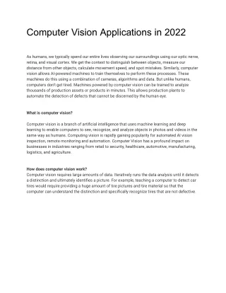 computer vision applications in 2022