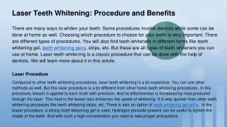 Laser Teeth Whitening_ Procedure and Benefits
