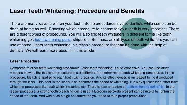 laser teeth whitening procedure and benefits