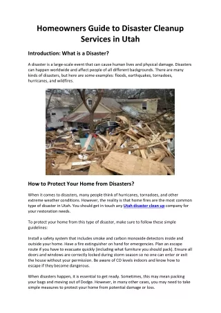 homeowners guide to disaster cleanup services