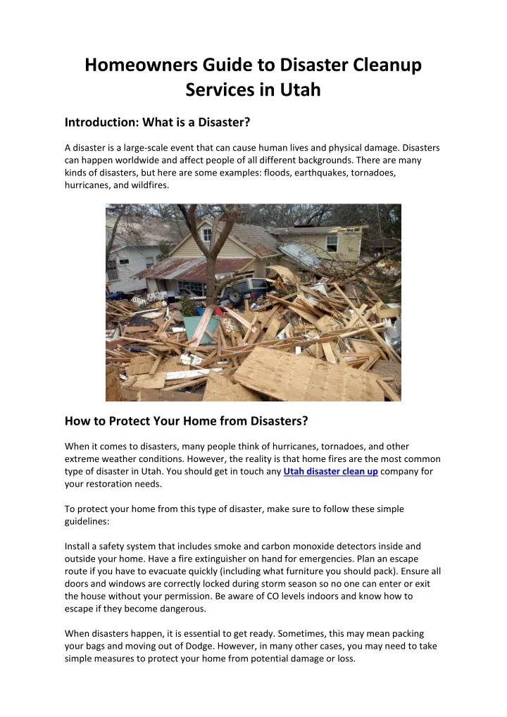 homeowners guide to disaster cleanup services