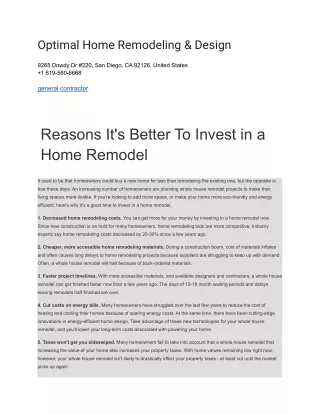 optimal home remodeling design