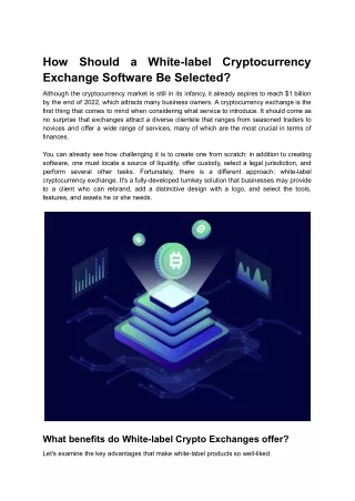 How Should a White-label Cryptocurrency Exchange Software Be Selected_