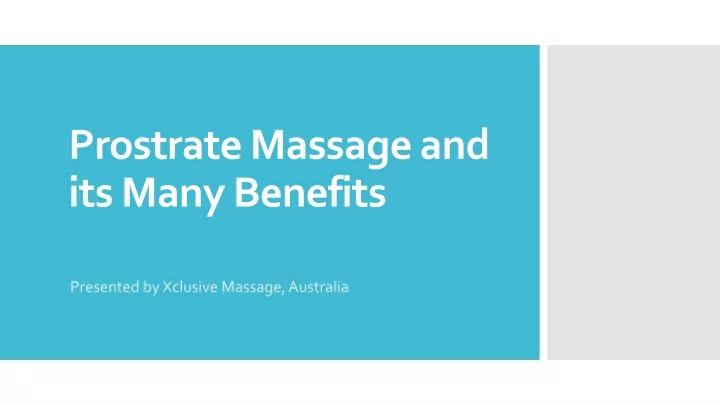 prostrate massage and its many benefits