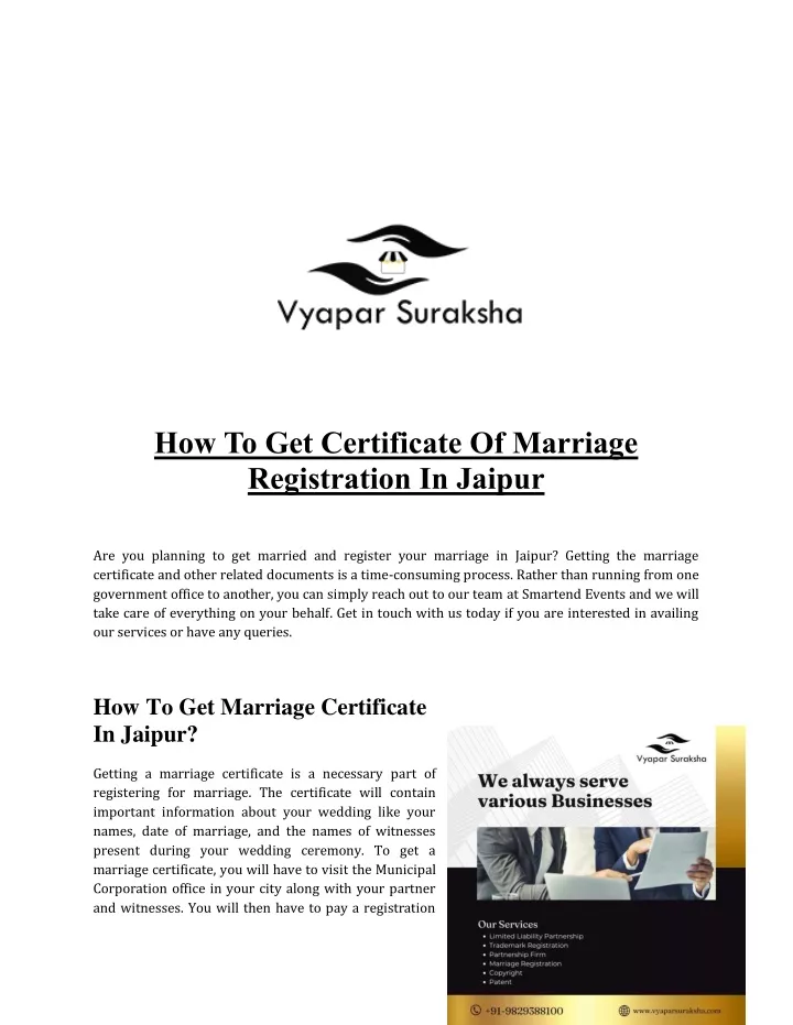 Ppt How To Get Certificate Of Marriage Registration In Jaipur