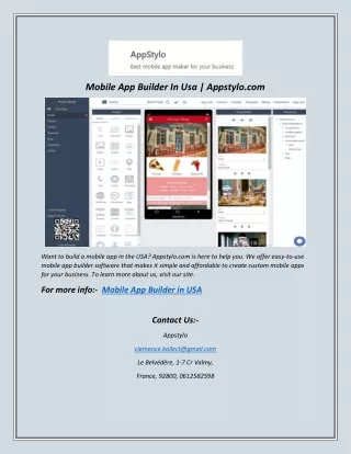 Mobile App Builder In Usa | Appstylo.com