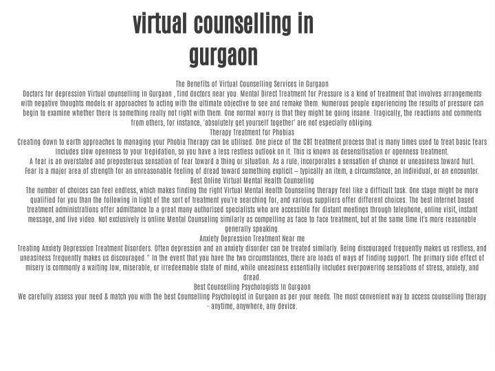 virtual counselling in gurgaon