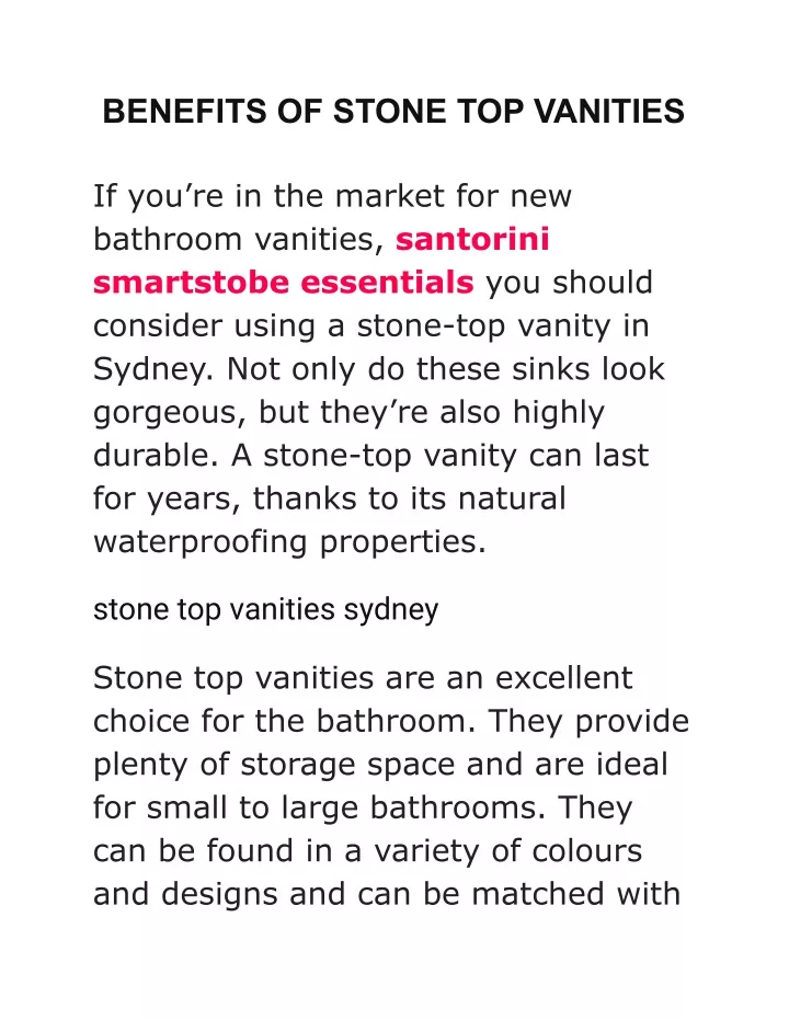 benefits of stone top vanities