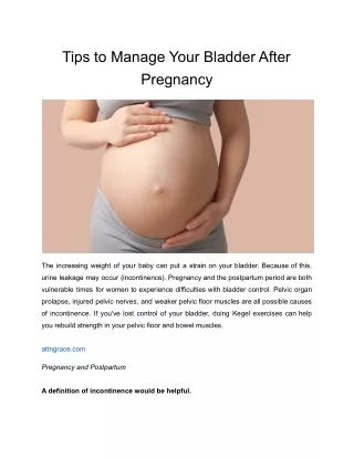 tips to manage your bladder after pregnancy