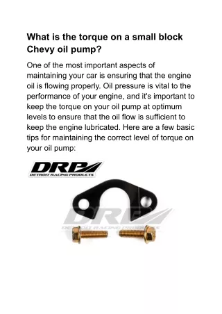 What is the torque on a small block Chevy oil pump