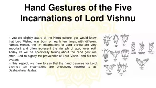 Hand Gestures of the 5 Incarnations of Lord Vishnu - kafqa Academy