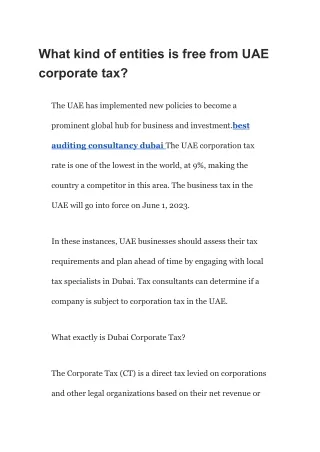 what kind of entities is free from uae corporate