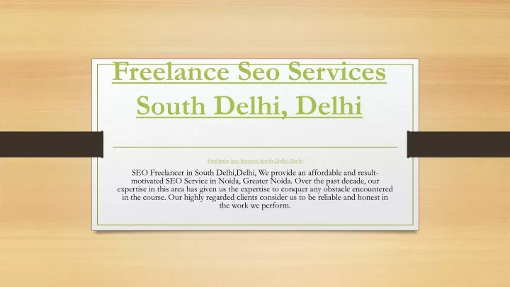 freelance seo services south delhi delhi