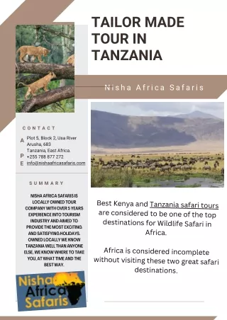 Tailor Made Tour in Tanzania