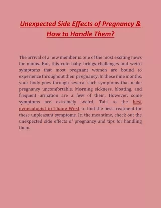 unexpected side effects of pregnancy