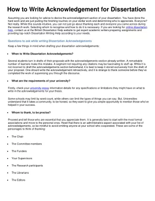 how to write acknowledgement for dissertation