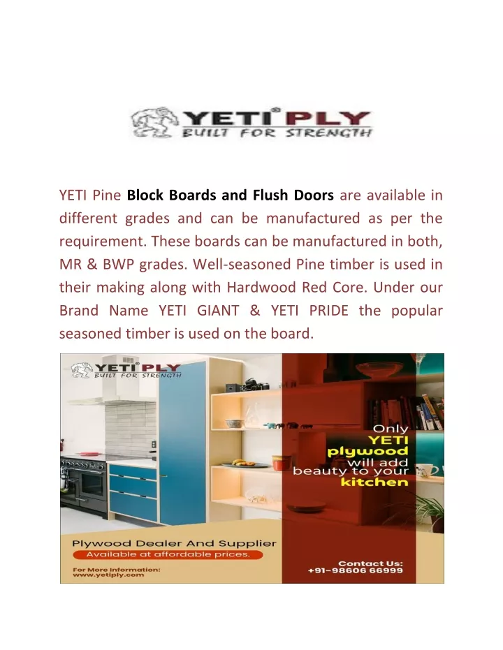 yeti pine block boards and flush doors