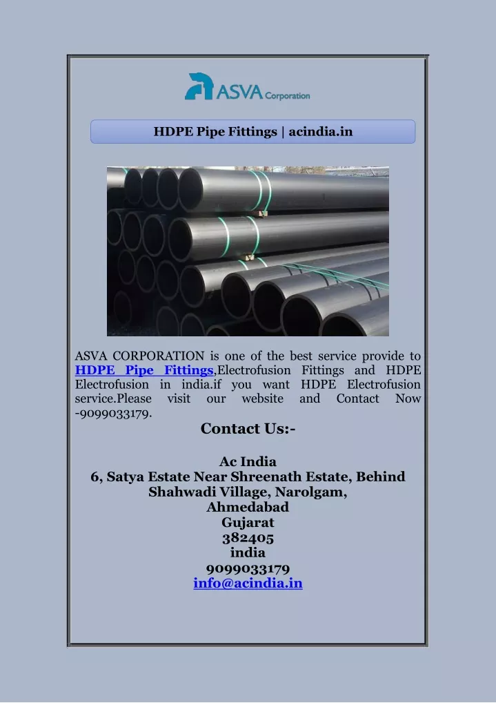 hdpe pipe fittings acindia in