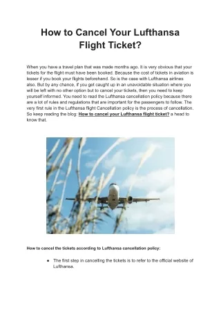 how to cancel your lufthansa flight ticket