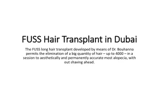 FUSS Hair Transplant in Dubai