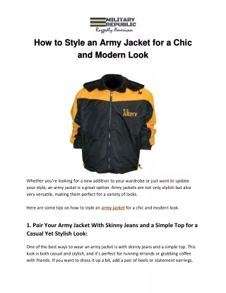 How to Style Army Jackets for a Chic and Modern Look