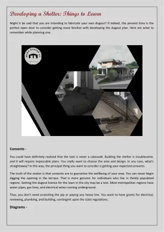 developing a shelter things to learn