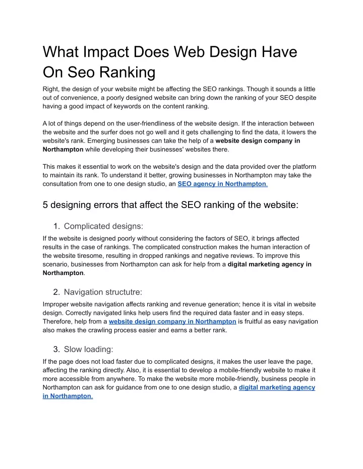 what impact does web design have on seo ranking