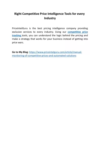 right competitive price intelligence tools
