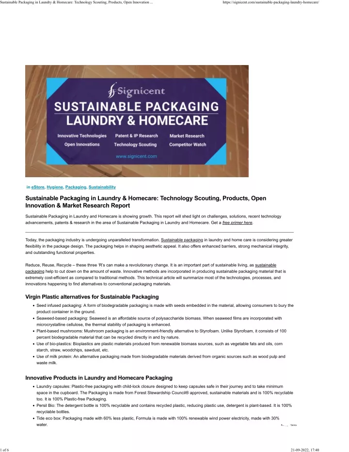 sustainable packaging in laundry homecare