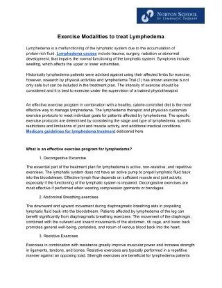 Exercise Modalities to treat Lymphedema - Norton School