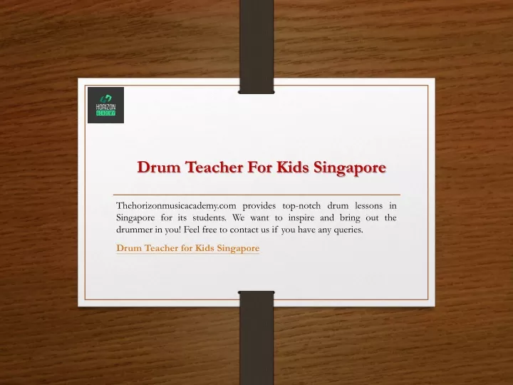 drum teacher for kids singapore