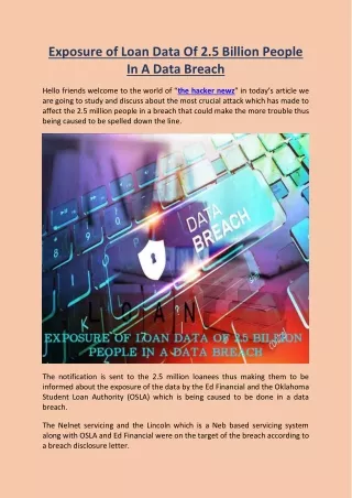 Exposure Of Loan Data Of 2.5 Billion People In A Data Breach
