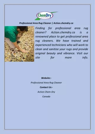Professional Area Rug Cleaner  Action.chemdry.ca
