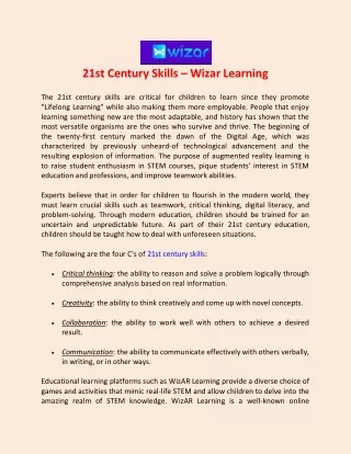 21st century skills wizar learning the 21st