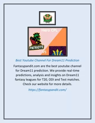 Best Youtube Channel For Dream11 Prediction