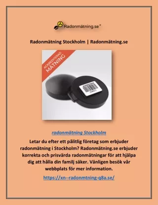 Radonmätning Stockholm | Radonmätning.se
