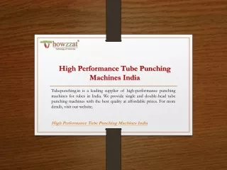 High Performance Tube Punching Machines India  Tubepunching.in