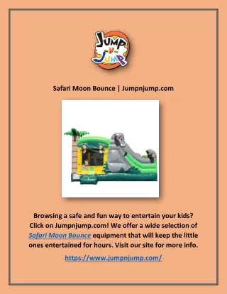 Safari Moon Bounce | Jumpnjump.com